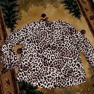 Inc Animal Print Dress Shirt Sz L